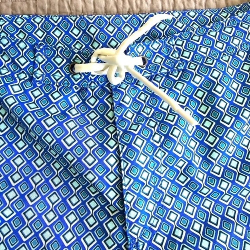 Bonobos Mens Blue Geometric Diamond Swim Trunks Board Shorts Size 36 Mesh Lining